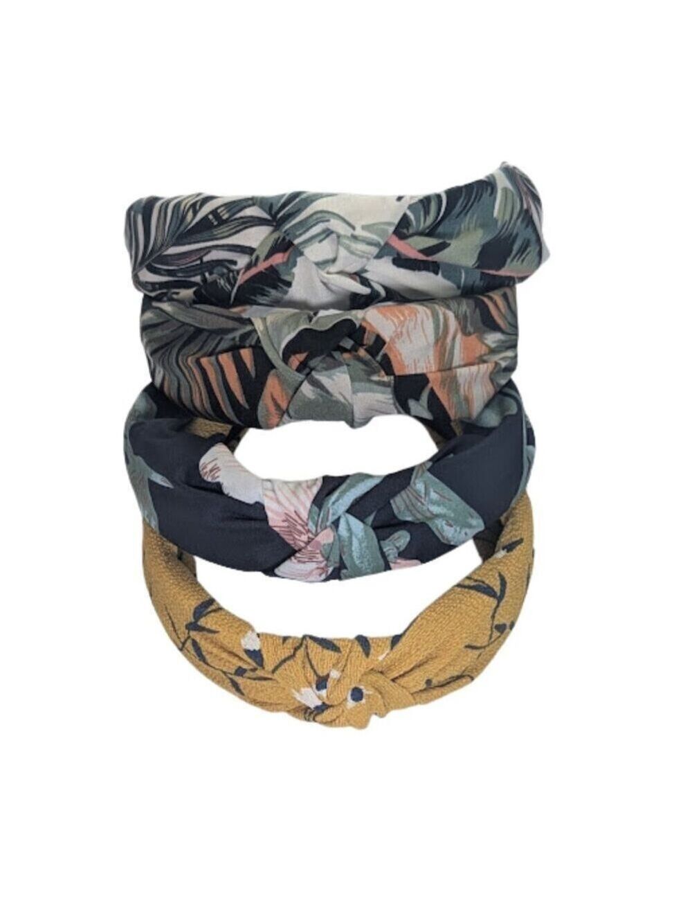 Set of 4 Knotted Headbands Fabric Boho/Floral — One Size